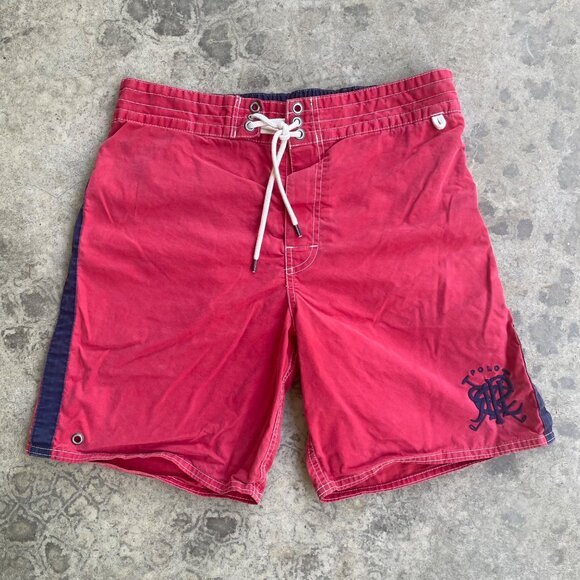Vintage Y2K Polo Ralph Lauren Red Logo Golf Swim Trunks Beach Coastal Medium - Picture 1 of 5